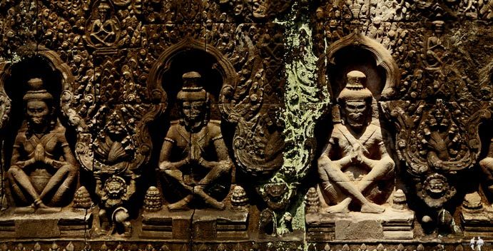 Detalle de ascetas, Preah Khan Temple, Angkor, Siem Riep