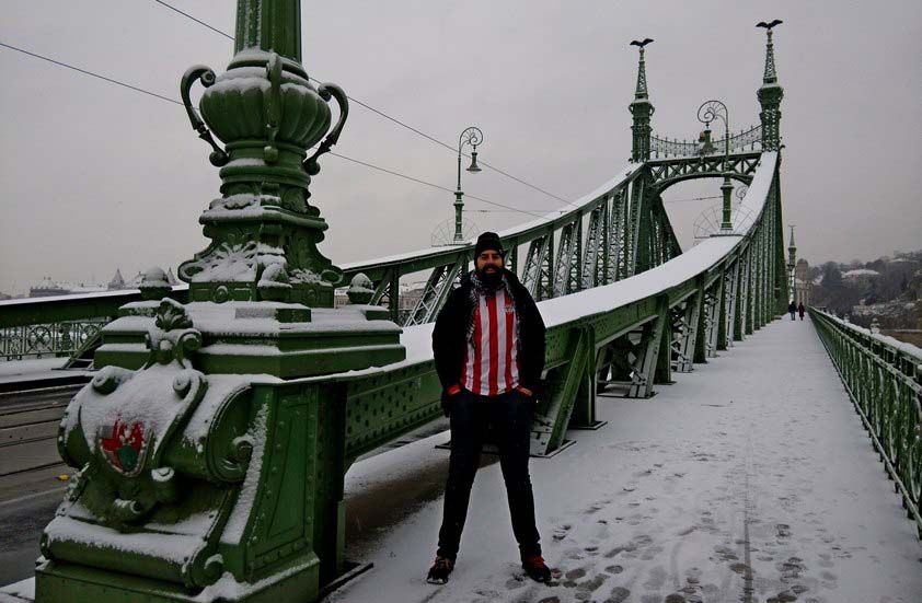 Con el Athletic en Hungría Katz, Puente de la Libertad, Budapest